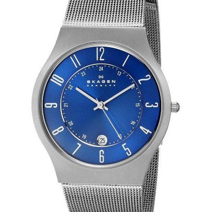 Skagen bleu cadran titane affaire maille Bracelet 233XLTTN montre homme