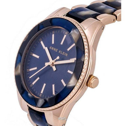 Anne Klein Two Tone Acier Inoxydable Cadran Bleu Quartz 3214RGNV Montre Femme
