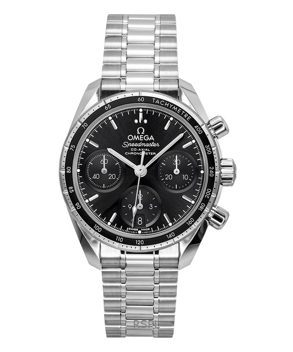 Montre chronographe Omega Speedmaster pour homme, acier inoxydable, cadran noir, automatique, 324.30.38.50.01.001, 100 m