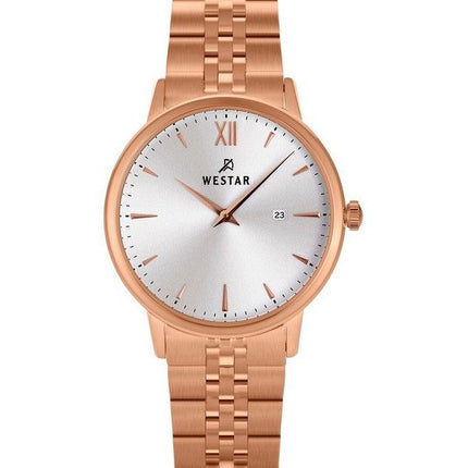 Montre pour femme Westar Profile en acier inoxydable de ton or rose avec cadran argenté et quartz 40215PPN607