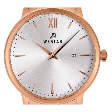 Montre pour femme Westar Profile en acier inoxydable de ton or rose avec cadran argenté et quartz 40215PPN607
