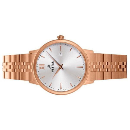 Montre pour femme Westar Profile en acier inoxydable de ton or rose avec cadran argenté et quartz 40215PPN607