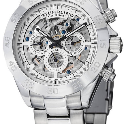 Stührling Original Monaco élite cadran squelette automatique multifonction 487.01 montre homme