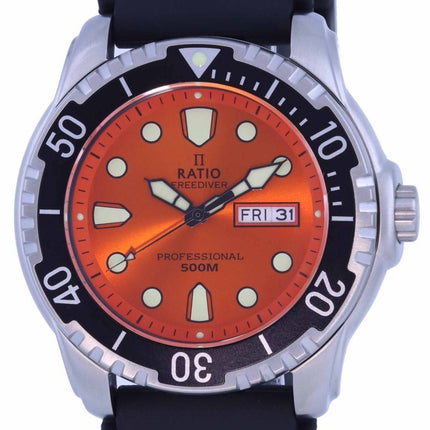Ratio FreeDiver Cadran Orange Bracelet PU Quartz 48HA90-02-ORG 500M Montre Homme