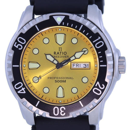 Ratio FreeDiver Cadran Jaune Bracelet PU Quartz 48HA90-02-YLW 500M Montre Homme