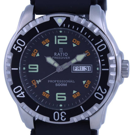 Ratio FreeDiver Cadran Noir Bracelet PU Quartz 48HA90-19-BLK 500M Montre Homme