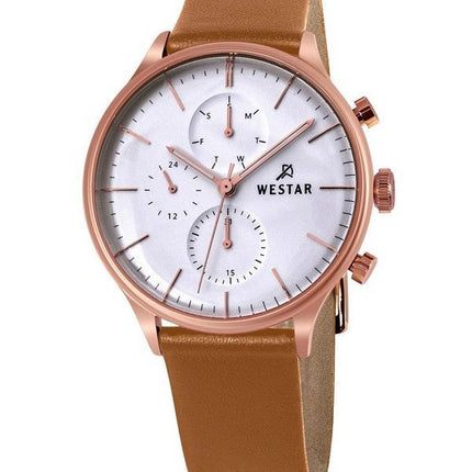 Montre pour homme Westar Profile avec bracelet en cuir et cadran argenté à quartz 50192PPN627