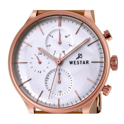 Montre pour homme Westar Profile avec bracelet en cuir et cadran argenté à quartz 50192PPN627