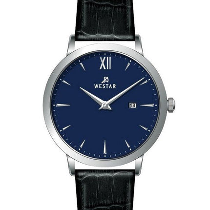 Montre pour homme Westar Profile avec bracelet en cuir et cadran bleu à quartz 50214STN104