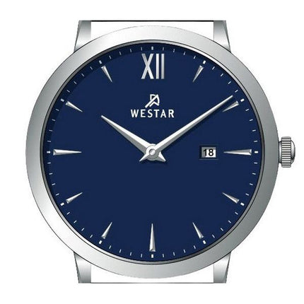 Montre pour homme Westar Profile avec bracelet en cuir et cadran bleu à quartz 50214STN104