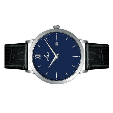 Montre pour homme Westar Profile avec bracelet en cuir et cadran bleu à quartz 50214STN104