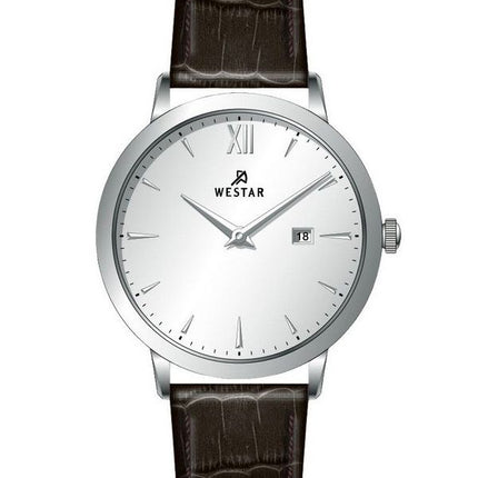 Montre pour homme Westar Profile avec bracelet en cuir et cadran argenté à quartz 50214STN127