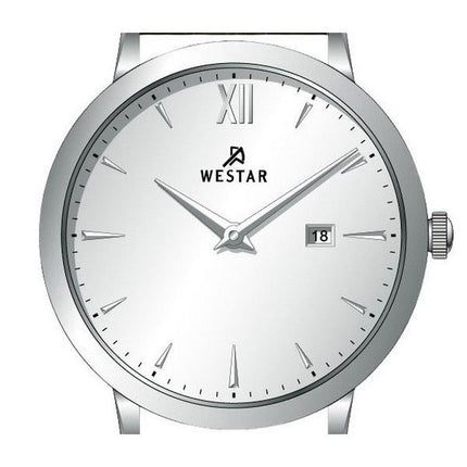 Montre pour homme Westar Profile avec bracelet en cuir et cadran argenté à quartz 50214STN127