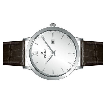 Montre pour homme Westar Profile avec bracelet en cuir et cadran argenté à quartz 50214STN127