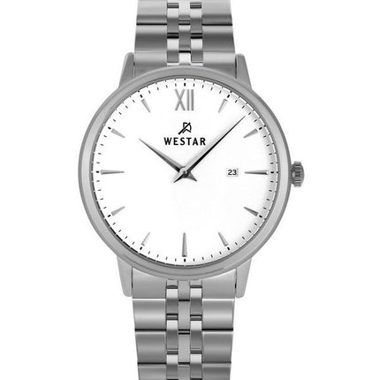 Montre pour homme Westar Profile en acier inoxydable avec cadran blanc et quartz 50215STN101