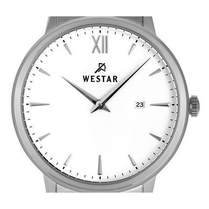 Montre pour homme Westar Profile en acier inoxydable avec cadran blanc et quartz 50215STN101