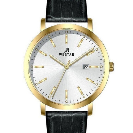 Montre pour homme Westar Profile avec bracelet en cuir et cadran argenté à quartz 50216GPN107