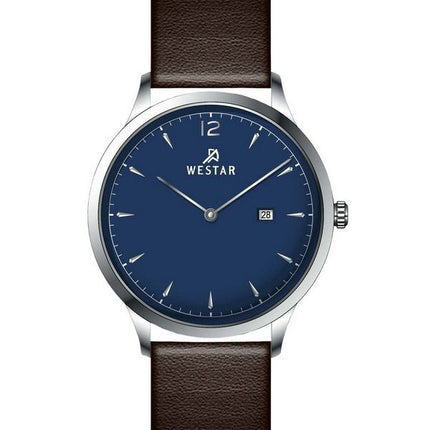 Montre pour homme Westar Profile avec bracelet en cuir et cadran bleu à quartz 50217STN124