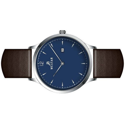 Montre pour homme Westar Profile avec bracelet en cuir et cadran bleu à quartz 50217STN124