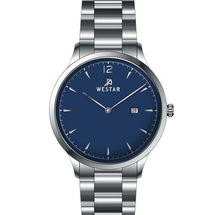 Montre pour homme Westar Profile en acier inoxydable avec cadran bleu et quartz 50218STN104