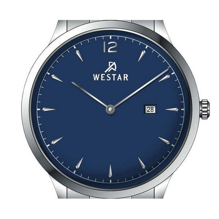 Montre pour homme Westar Profile en acier inoxydable avec cadran bleu et quartz 50218STN104