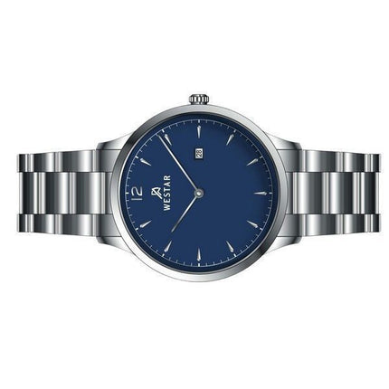 Montre pour homme Westar Profile en acier inoxydable avec cadran bleu et quartz 50218STN104