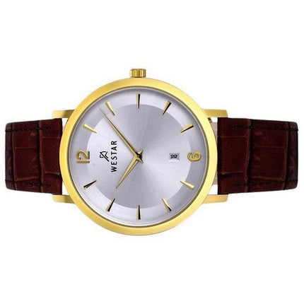 Montre pour homme Westar Profile avec bracelet en cuir et cadran argenté à quartz 50219GPN127