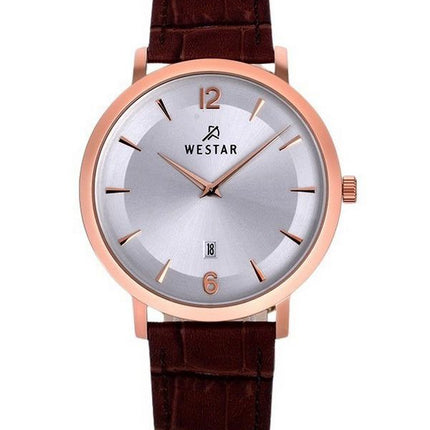 Montre pour homme Westar Profile avec bracelet en cuir et cadran argenté à quartz 50219PPN627