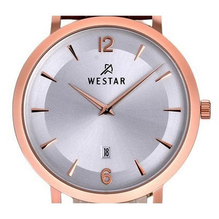 Montre pour homme Westar Profile avec bracelet en cuir et cadran argenté à quartz 50219PPN627