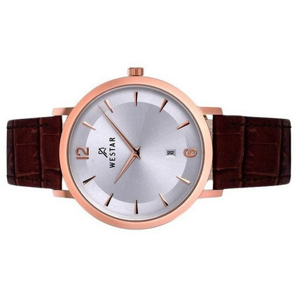 Montre pour homme Westar Profile avec bracelet en cuir et cadran argenté à quartz 50219PPN627