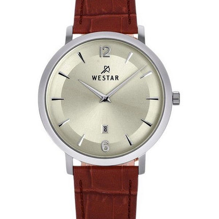 Montre pour homme Westar Profile avec bracelet en cuir et cadran champagne clair à quartz 50219STN122