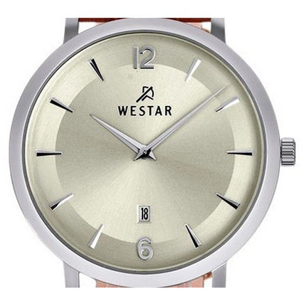 Montre pour homme Westar Profile avec bracelet en cuir et cadran champagne clair à quartz 50219STN122