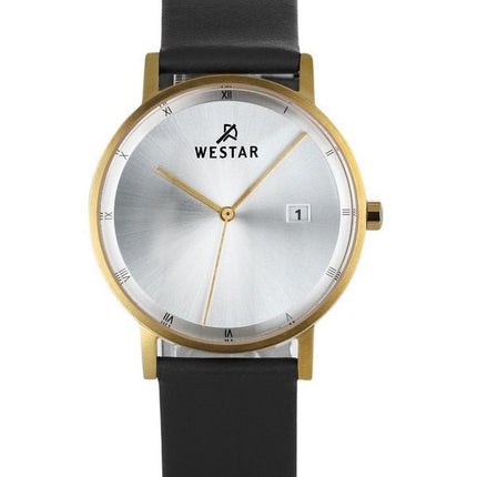 Montre pour homme Westar Profile avec bracelet en cuir noir et cadran argenté à quartz 50221GPN107