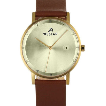 Montre pour homme Westar Profile avec bracelet en cuir et cadran champagne clair à quartz 50221GPN122