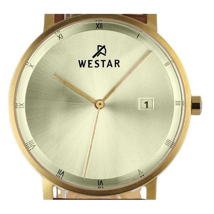 Montre pour homme Westar Profile avec bracelet en cuir et cadran champagne clair à quartz 50221GPN122
