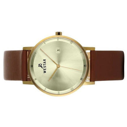 Montre pour homme Westar Profile avec bracelet en cuir et cadran champagne clair à quartz 50221GPN122