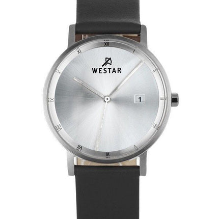 Montre pour homme Westar Profile avec bracelet en cuir et cadran argenté à quartz 50221STN107