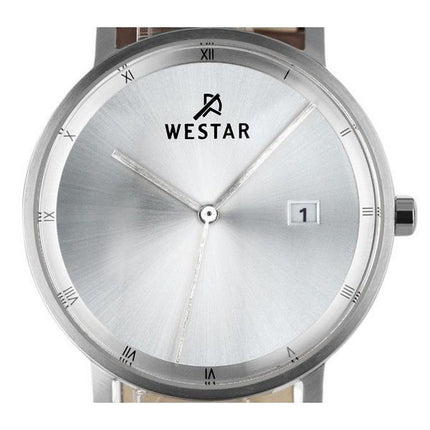 Montre pour homme Westar Profile avec bracelet en cuir et cadran argenté à quartz 50221STN107