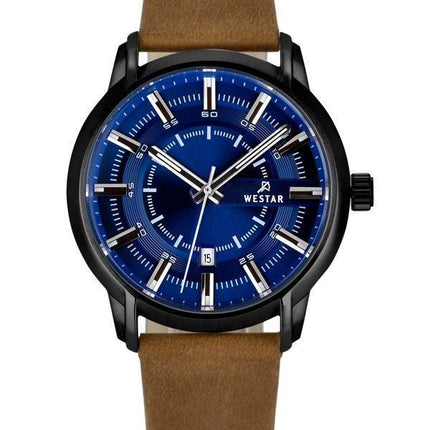 Montre pour homme Westar Profile avec bracelet en cuir et cadran bleu à quartz 50228BBN184