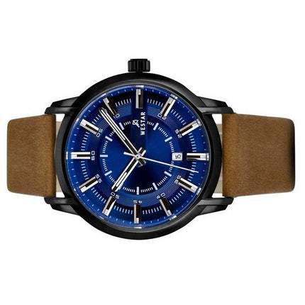 Montre pour homme Westar Profile avec bracelet en cuir et cadran bleu à quartz 50228BBN184