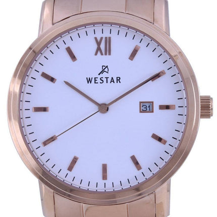 Montre Homme Westar Cadran Blanc Or Rose Acier Inoxydable Quartz 50245 PPN 601