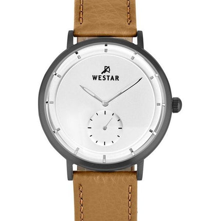 Montre pour homme Westar Profile avec bracelet en cuir et cadran argenté à quartz 50246GGN187
