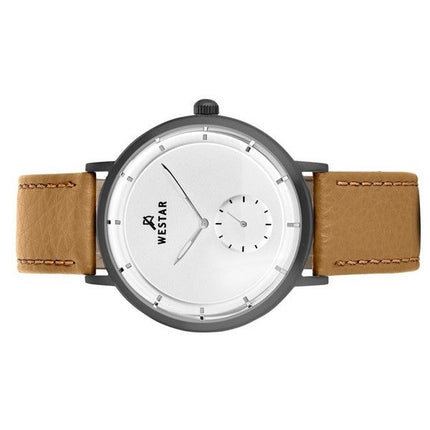 Montre pour homme Westar Profile avec bracelet en cuir et cadran argenté à quartz 50246GGN187