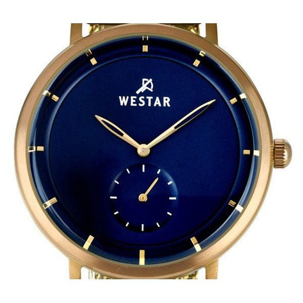 Montre pour homme Westar Profile en acier inoxydable doré avec cadran bleu et quartz 50247BZZ104