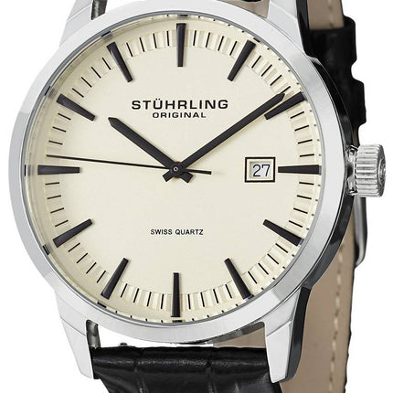 Stührling Original classique Ascot 42 Swiss Quartz Date affichage 555A.03 montre homme