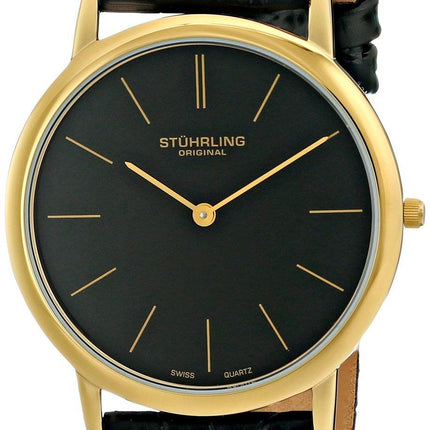 Stührling Original Ascot Quartz Suisse Ultra Thin cadran noir Montre 601.33351 Hommes