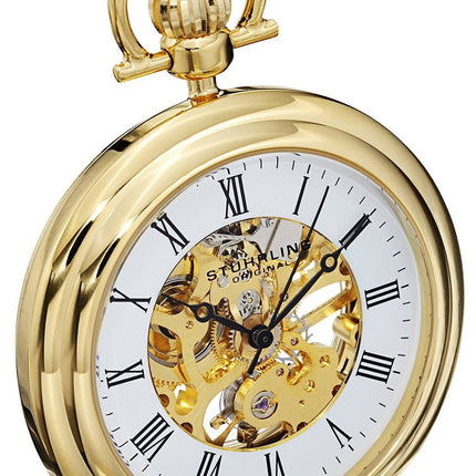 Stührling Original Vintage mécanique squelette 23K or plaqué montre de poche 6053.33333 masculin