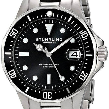 Stührling Original Aquadiver 200M Quartz Watch Date de 664.01 Hommes
