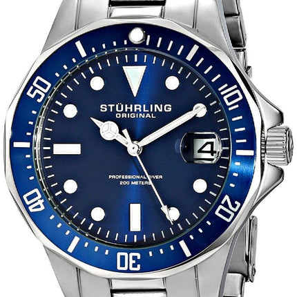Stührling Original Aquadiver 200M Quartz Watch Date de 664.02 Hommes