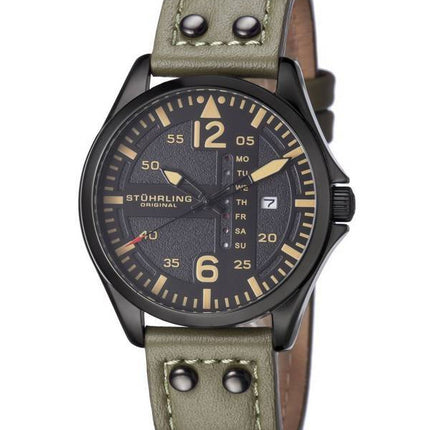 Montres Stührling Original Aviator Quartz jour et Date 699.03 masculin